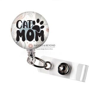 🐾😻 Cat Mom Badge Reel | Cat Lover Retractable ID Holder | Fun Work Accessory